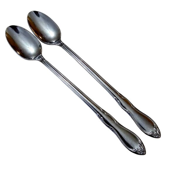 Oneida Other - 2 Oneida Homestead Ice Tea Spoons 7.5" Floral Vintage Rogers Co stainless